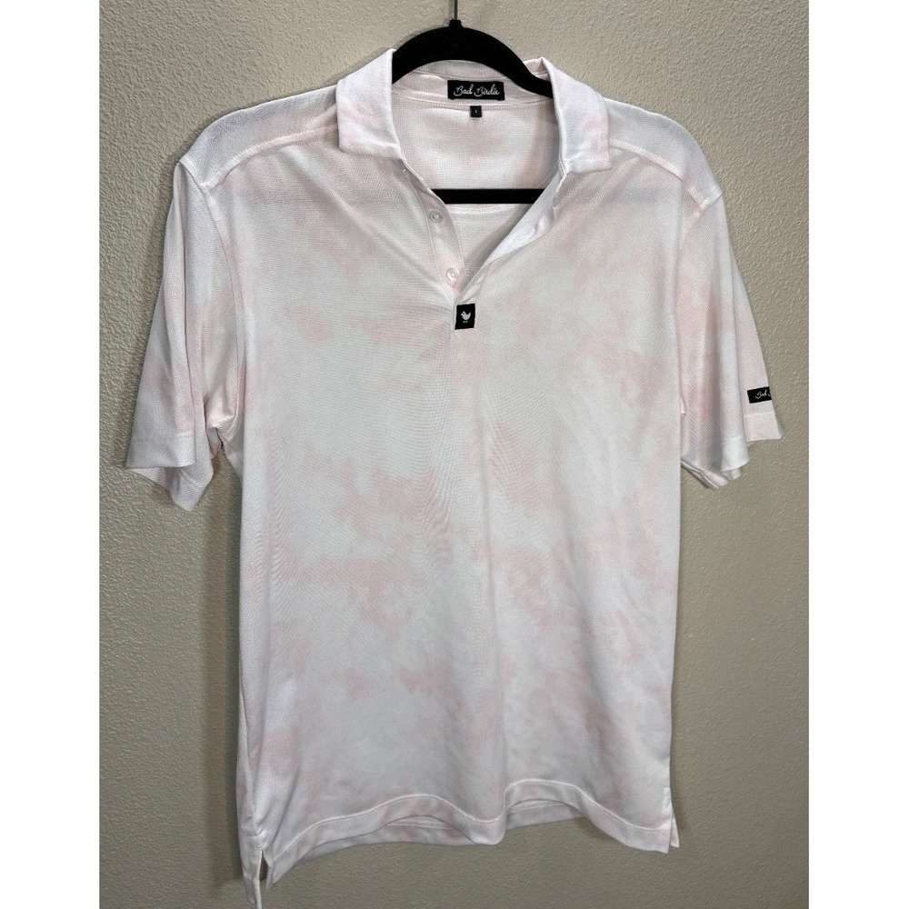 Bad Birdie Golf Polo Shirt Pink White Tie Dye‎ Short Sleeve Men's Small